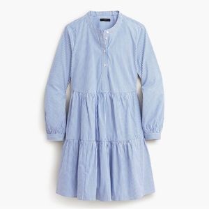 J. Crew Striped Cotton Poplin Tiered Dress